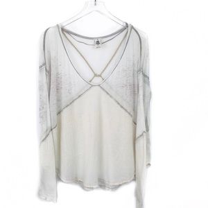 Free People sheer and waffle knit long sleeve